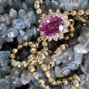 GIA APPRAISED Bespoke 1 of a Kind Natural Pink Sapphire Gold Bead Necklace